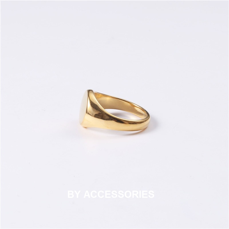 Nhẫn nam unisex titan mặt tròn trơn không gỉ signet ring có nhận khắc hình chữ theo yêu cầu UR2302
