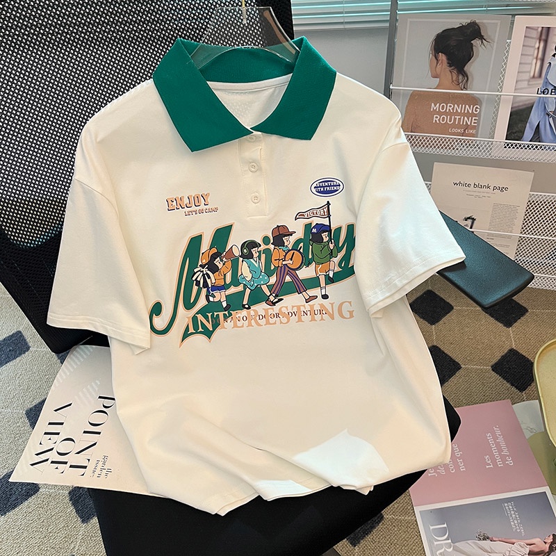 Áo Có Cổ HappyFamily - Áo Phông Polo Họa Tiết Muniday Enjoy Interesting Chất Cotton 100 Cao Cấp Màu Đen Trắng