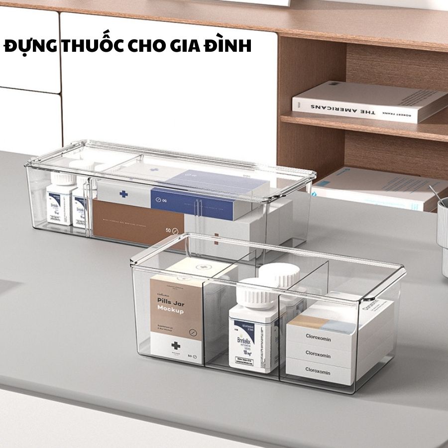 Hộp Đựng Thuốc Để Bàn ENODA HOME, Hộp Nhựa Đựng Phụ Kiện Chia Ngăn Có Nắp P050