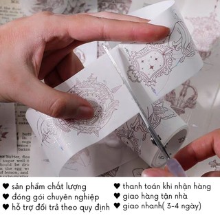 Washi Tape Cổ Trang Phong Cảnh Caro Vintage Sticker Cute Dán Sổ Kiểu Ánh Nhũ Timo WS36