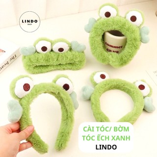 [Quà tặng dễ thương] Bờm tóc - Cài Tóc Ếch Xanh LINDO Xinh Xắn, Dễ Thương, Phủ Lông Nhung Mềm Mại
