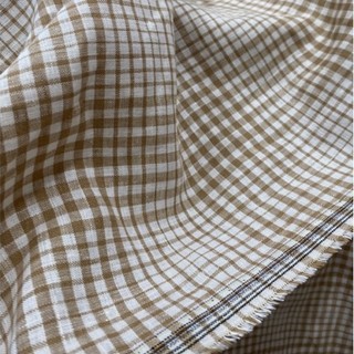 Vải Linen Tưng Caro Lạ Mắt Nâu Vintage Mềm Mướt Khổ 1m45