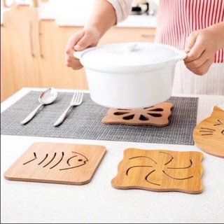 Miếng lót gỗ cách nhiệt bàn ăn, nhà bếp, tấm lót xoong nồi