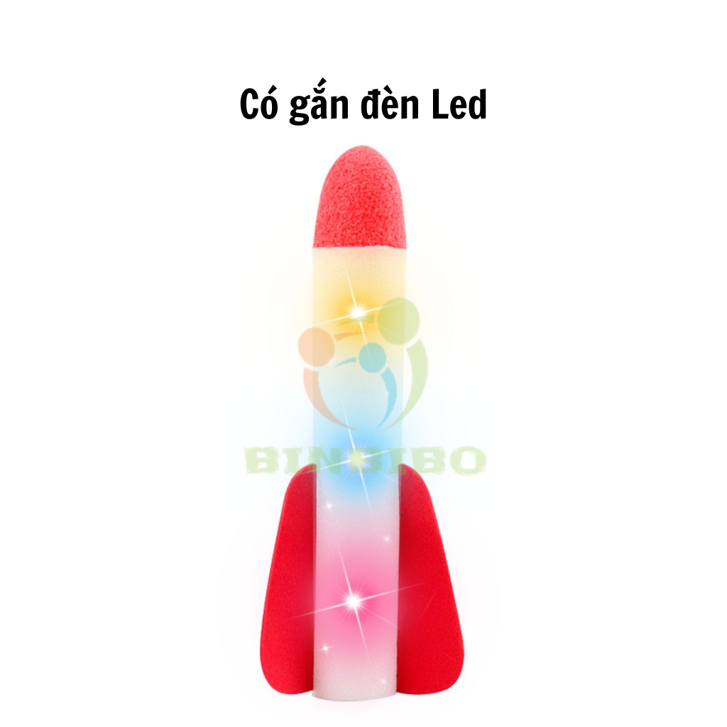 Bệ phóng tên lửa đồ chơi bằng xốp có đèn dẫm chân bắn cao xa an toàn cho bé vận động ngoài trời và trong nhà -Binbibo