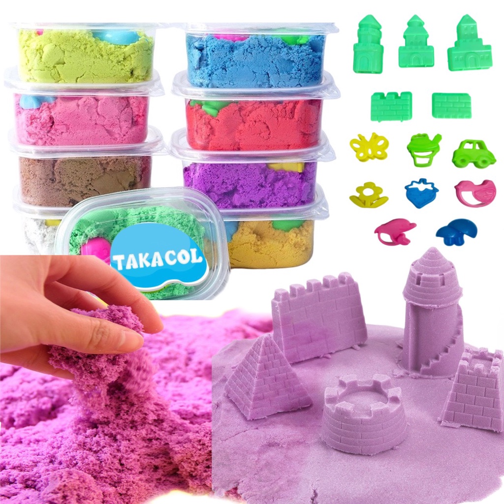 1 kg cát động lực TAKACOL có khuôn chơi kèm trong hộp, cát mềm dẻo, không dính tay, an toàn