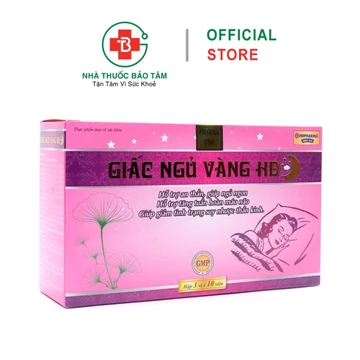 Viên uống ngủ ngon thảo dược giảm stress mất ngủ, dưỡng tâm an thần - 30 viên [Giấc Ngủ Vàng HD Hồng]