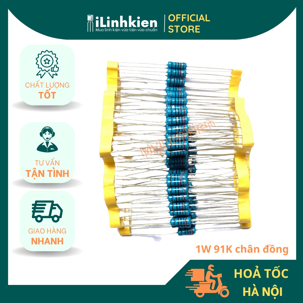 Điện trở 91K 1W chân đồng 1% túi 10 con chất lượng cao | Shopee Việt Nam