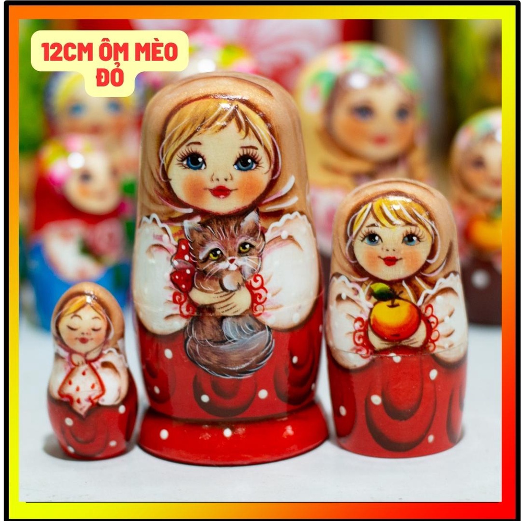 (CỰC DỄ THƯƠNG) CÁC BỘ BÚP BÊ NGA MATRYOSHKA 3 LỚP QUÀ LƯU NIỆM NGA ...