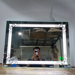 Gương LED Chữ Nhật Cảm Ứng Treo Tường -Gương LED Hoa Văn [45x60, 50x70, 60x80cm]