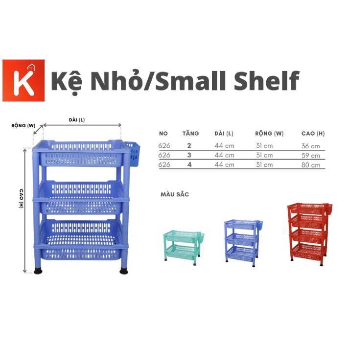 Kệ Chén, Bát Nhựa - 44cm x 31cm - 2 Tầng/ 3 Tầng/ 4Tầng - Cao Cấp KAZOKU - [KN]