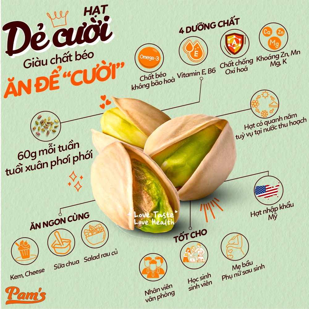 Hạt Dẻ Cười Không Tẩy Trắng Pams 250g - Nhập Khẩu Mỹ, Nhân Giòn Ngon Dùng Ăn Kiêng Ăn Vặt