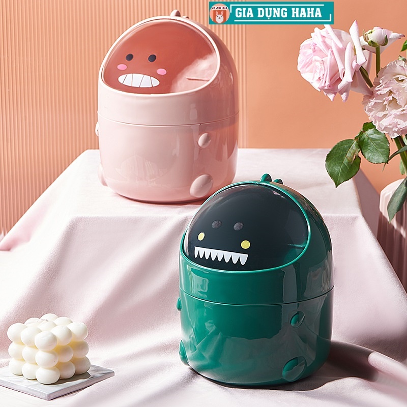 Thùng rác mini để bàn hình khủng long dễ thương, sọt đựng rác mini có ...