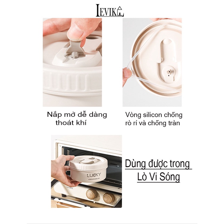 Ảnh Hộp đựng cơm giữ nhiệt LEVIKA ,Hộp cơm trưa văn phòng cách nhiệt bằng thép không gỉ 304.HC09 1