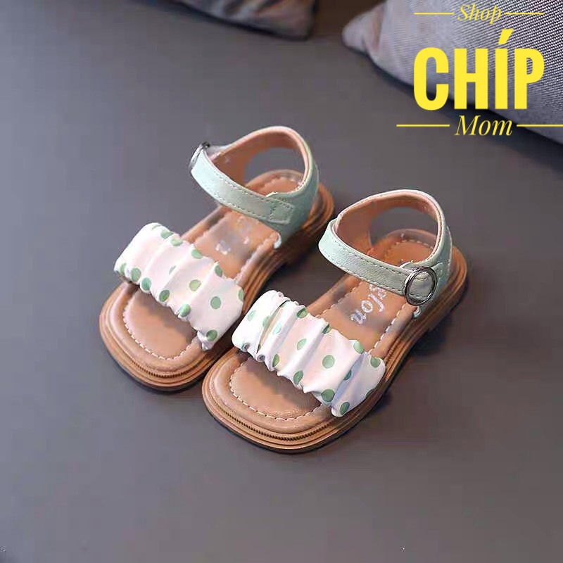 sandal bé gái dép quai hậu cho bé chấm bi nhún điệu công chưa đế chống trượt em chân QCCC M218 ( có ảnh thật )