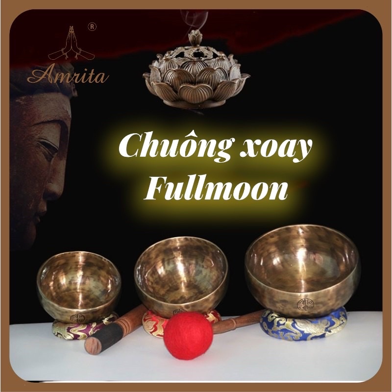 Chuông xoay FullMoon - Chuông xoay Nepal - Chuông Xoay chữa lành - chuông thiền định trị liệu - Amrita