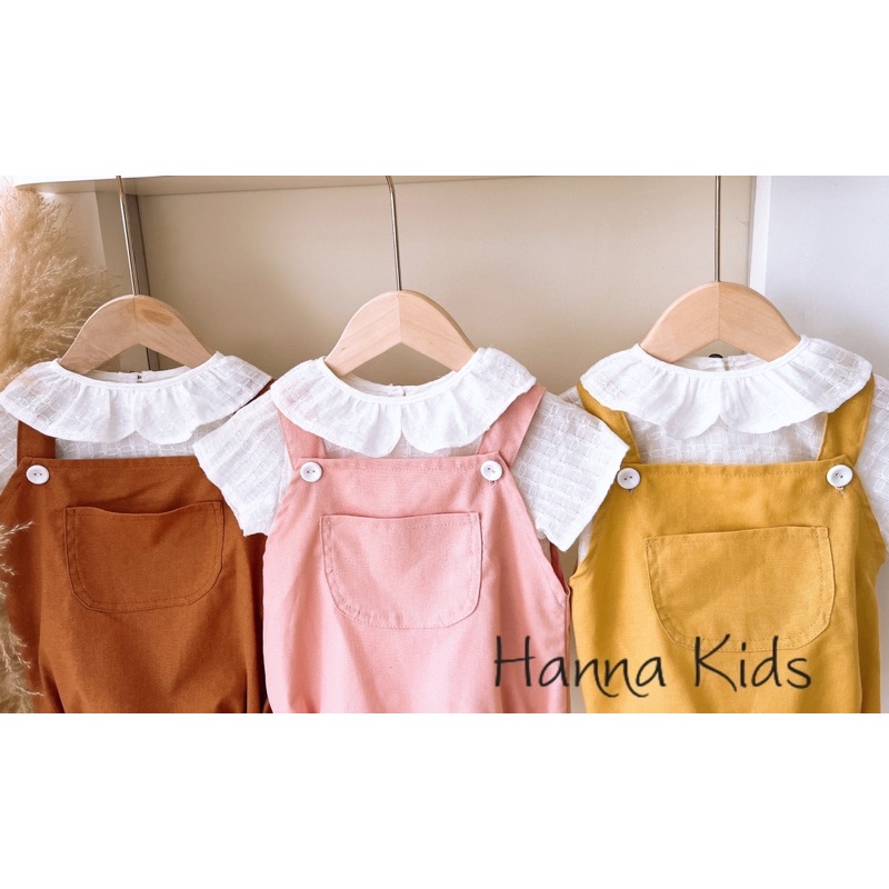 Body Yếm Kèo Áo Cổ Sen Trắng Cho Bé 5-10Kg