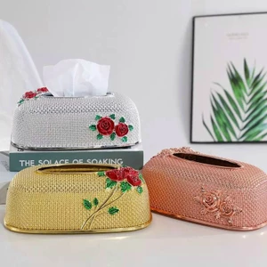 Hộp đựng khăn giấy Hợp kim Ovan Mạ vàng bạc Hoàng gia