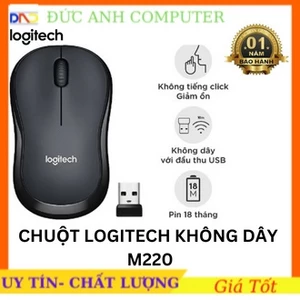 Chuột Không Dây Logitech M220 Không Tiếng Động- Có Công Tắc On/Off - Độ Nhạy Cao - , Tặng Pin