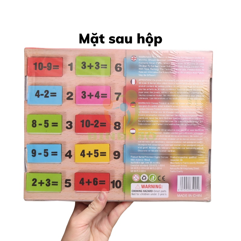 Đồ chơi Domino toán học 110 quân bằng gỗ ghép hình làm đồ chơi cho bé - Binbibo