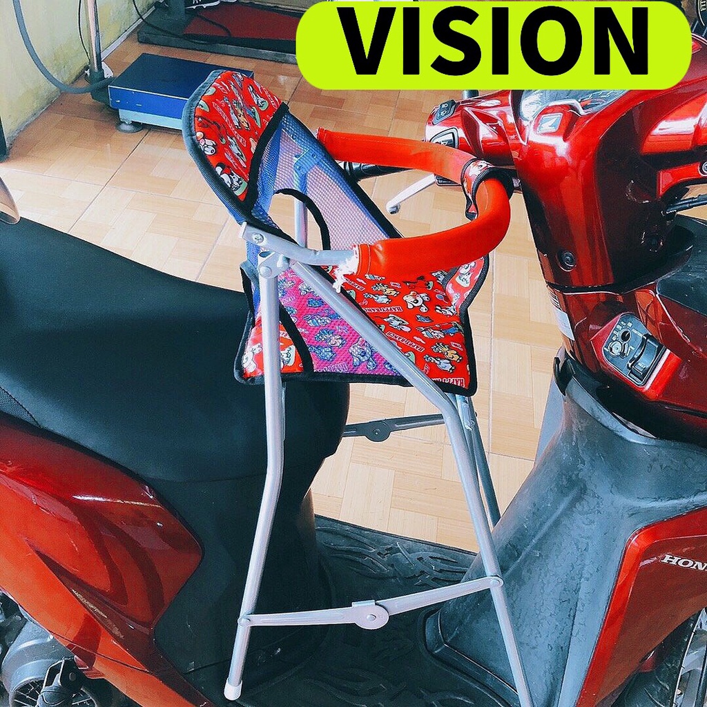 Ghế ngồi xe VISION có vòng an toàn , ghế ga xếp sắt sơn tĩnh điện , xếp gọn được