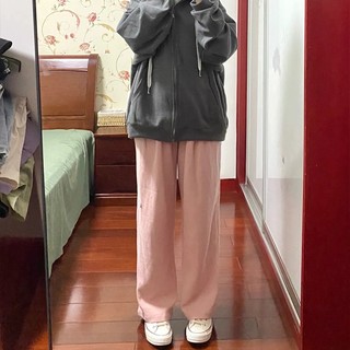 ZHELIHANGFEI Quần ống rộng lưng thun màu hồng size s-4xl thời trang cho nữ