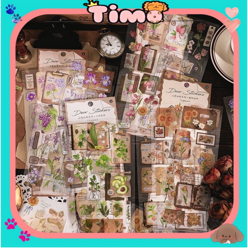 Sticker Vintage Hình Dán Cute Trong Suốt Dễ Thương Dán Sổ Tay Anime ...