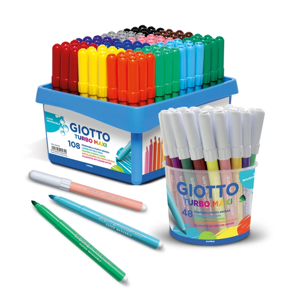 Bút dạ GIOTTO Turbo Maxi 521400 ITALY, Viết dạ vẽ được đa chất liệu, nhiều màu lựa chọn