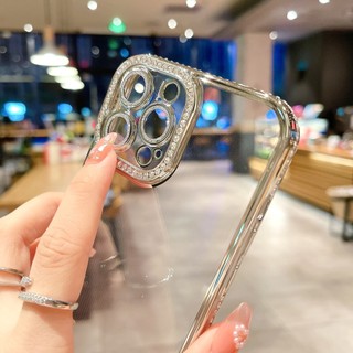 Ốp Meiruyi dẻo mềm đính đá bảo vệ camera nhũ lấp lánh dành cho iphone 13promax 14pro 14promax