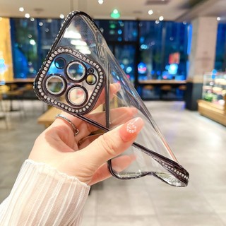 Ốp Meiruyi dẻo mềm đính đá bảo vệ camera nhũ lấp lánh dành cho iphone 13promax 14pro 14promax