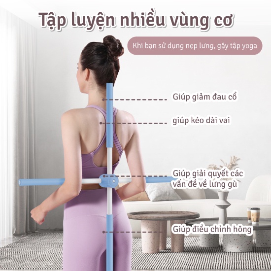 Ảnh BG - Gậy Tập Lưng, Vai, Chống Gù, Uốn Thẳng Lưng, Gậy Tập Yoga Gậy Chống Gù Lưng bằng thép Không Gỉ 2