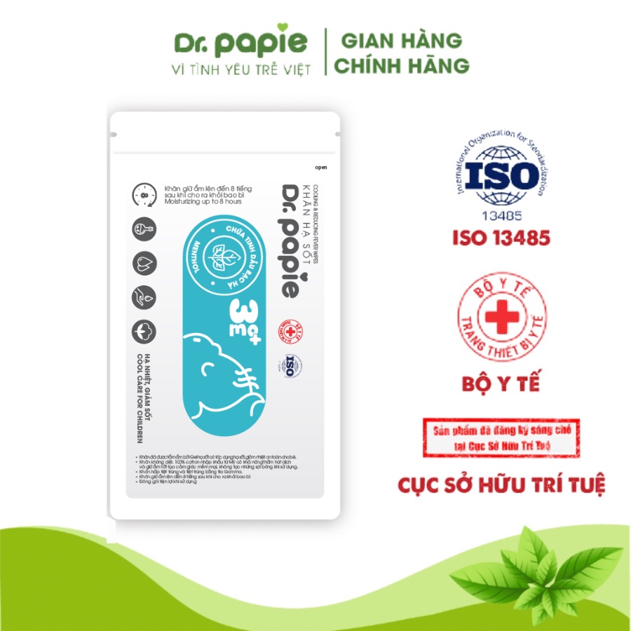 [QUÀ TẶNG KHÔNG BÁN] Gói 5 Khăn Hạ Sốt Dr Papie Thải Nhiệt Hạ Sốt Chuẩn Nhi Khoa, Ngăn Ngừa Co Giật Cho Bé