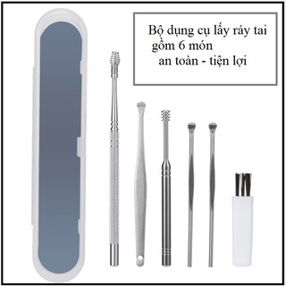 Bộ Lấy Ráy Tai Hộp nhôm và hộp nhựa 6 Món