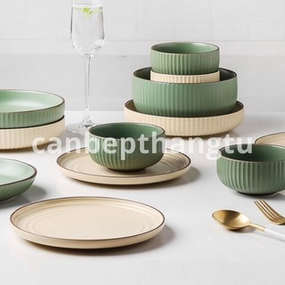 Bộ Chén Bát Đĩa Gốm Sứ Phong Cách Nhật Hiện Đại, Trang Nhã, An Toàn Sức Khỏe CBG01