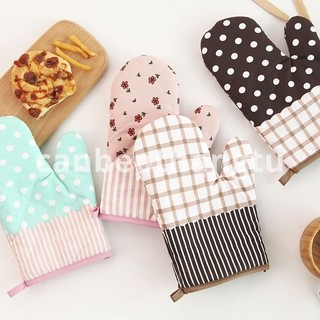 Găng tay lò nướng làm bếp vãi cotton mềm mịn chịu nhiệt tốt chống trượt 26x17cm GTB01