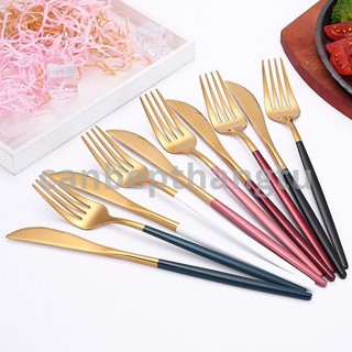 Thìa inox nĩa inox cao cấp mạ vàng nhiều màu sắc sang trọng bền bỉ dày dặn MNI02