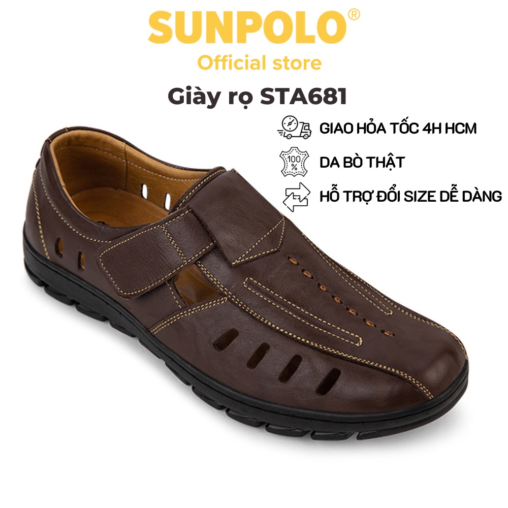 Ảnh Giày rọ nam Da bò SUNPOLO thoáng khí chống hôi chân STA681 1