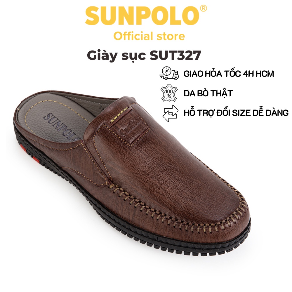 Ảnh Giày sục nam Da bò SUNPOLO đi làm công sở đi chơi SUT327 1
