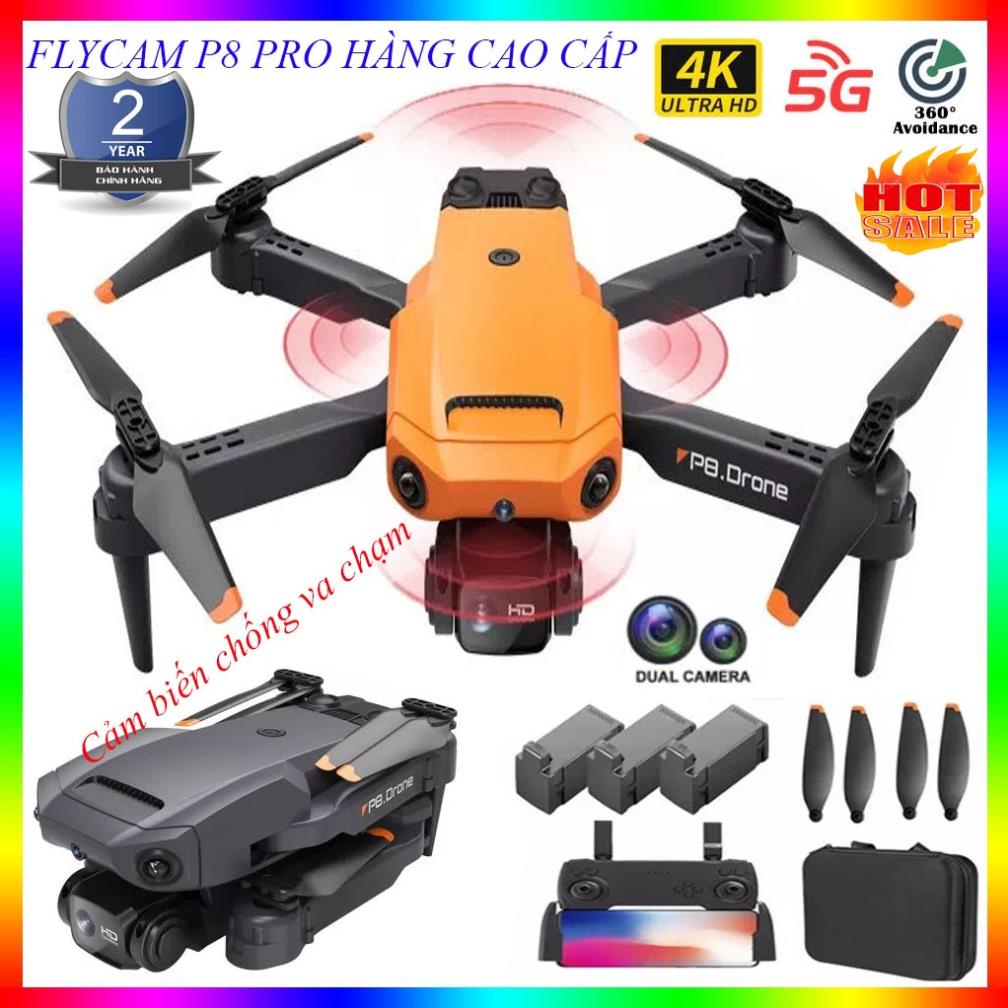 Flycam Mini Giá Rẻ Drone P8 Pro Max Máy Bay Điều Khiển Từ Xa 4 Cánh 2 Camera 12mp Pin Lithium