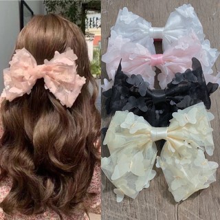 🎀 𝑭𝑹𝑬𝑬𝑺𝑯𝑰𝑷 🎀 Kẹp Tóc Hình Nơ Phối Lưới Cỡ Lớn Phong Cách Hàn Quốc Tinh Tế Thời Trang Hot Trend