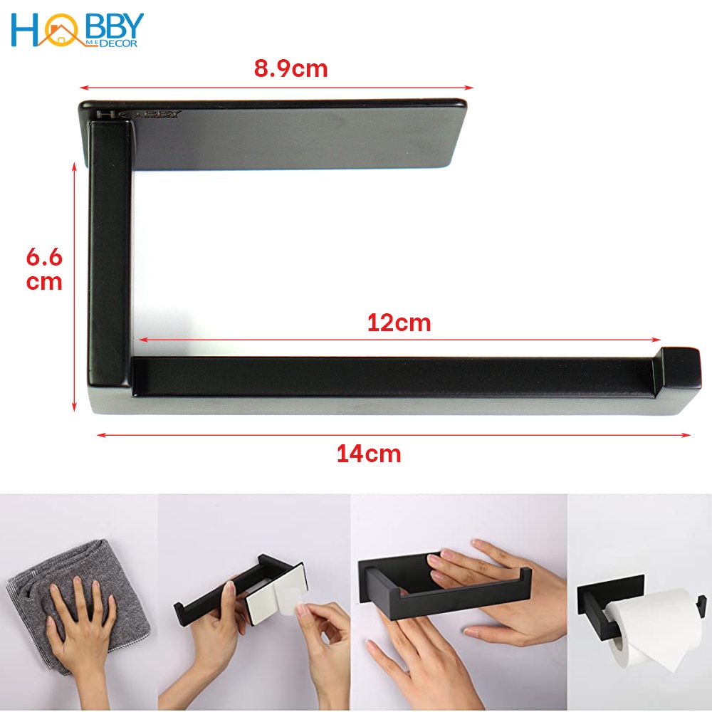 Giá treo giấy vệ sinh inox 304 sơn đen dán tường Hobby Home Decor G20