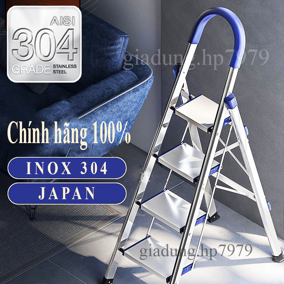 Thang Inox 304 Chữ A Tay Vịn 3 4 5 6 7 Bậc Mặt Bậc Hệ Nhôm Nguyên Khối ...