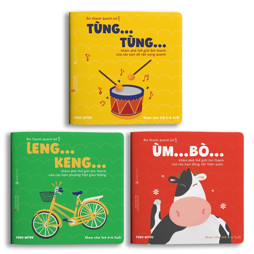 Sách Ehon Âm thanh quanh bé - Combo 3 cuốn dành cho bé từ 0-6 tuổi