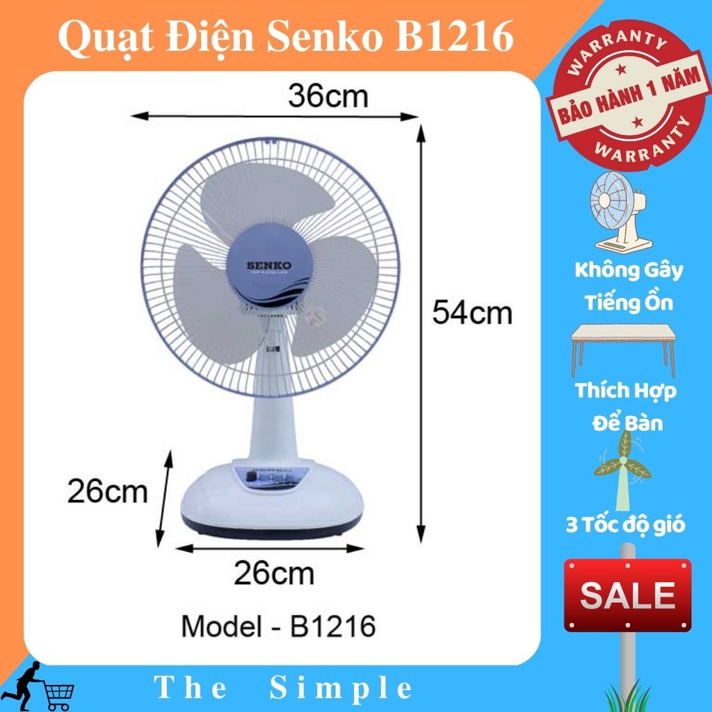Quạt Điện Senko B1216 - Quạt để bàn nhỏ mini công suất 40W , 3 tốc độ ...