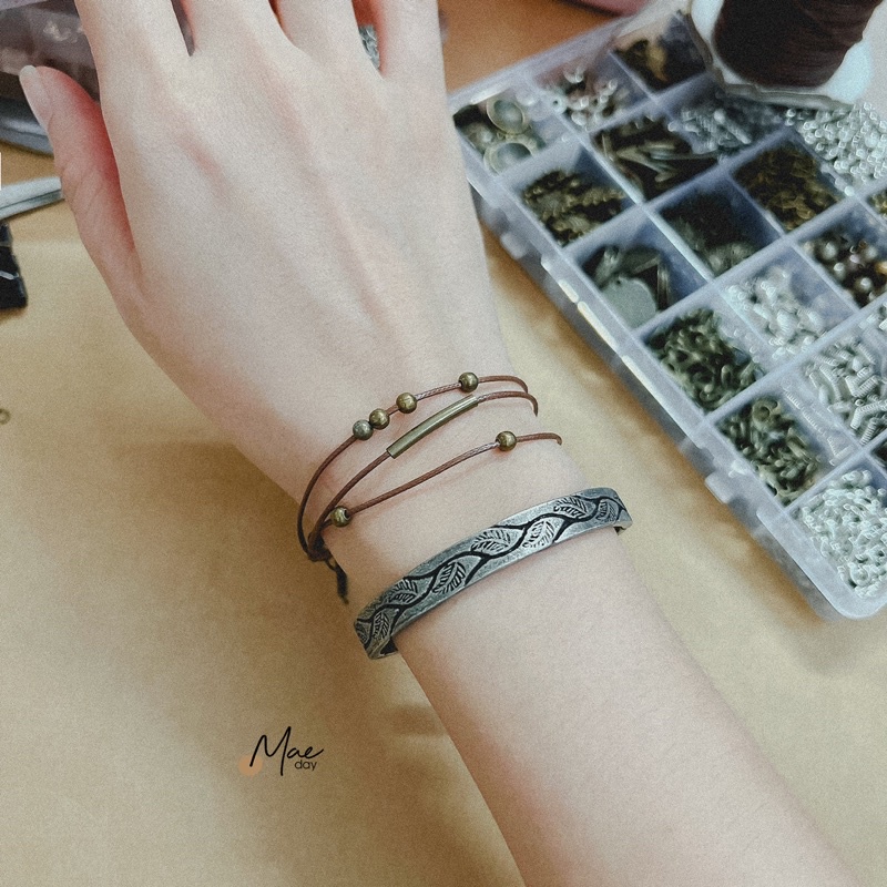 Vòng tay Kosho - Vòng hạt li ti mix thanh màu đồng vintage
