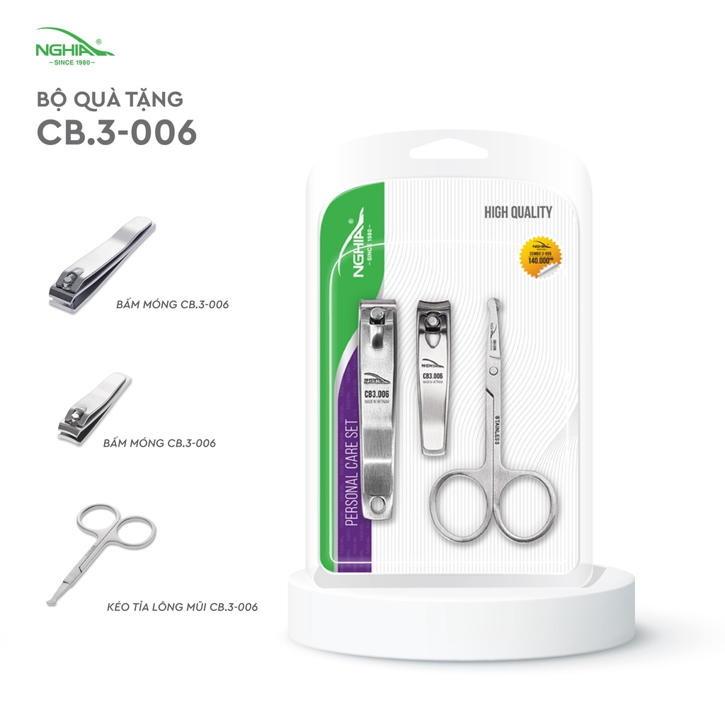 Ảnh Combo 3 Sản Phẩm KỀM NGHĨA CB.3-006 (Kéo Cắt Tỉa Lông Mũi - 2 Bấm Móng) 2