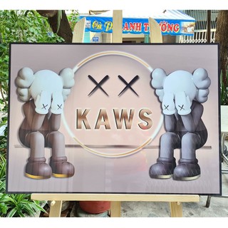 Tranh Treo Tường Kaws - Bearbrick Cool Ngầu 02 - Tranh Laminate Tráng Gương (60x90cm)