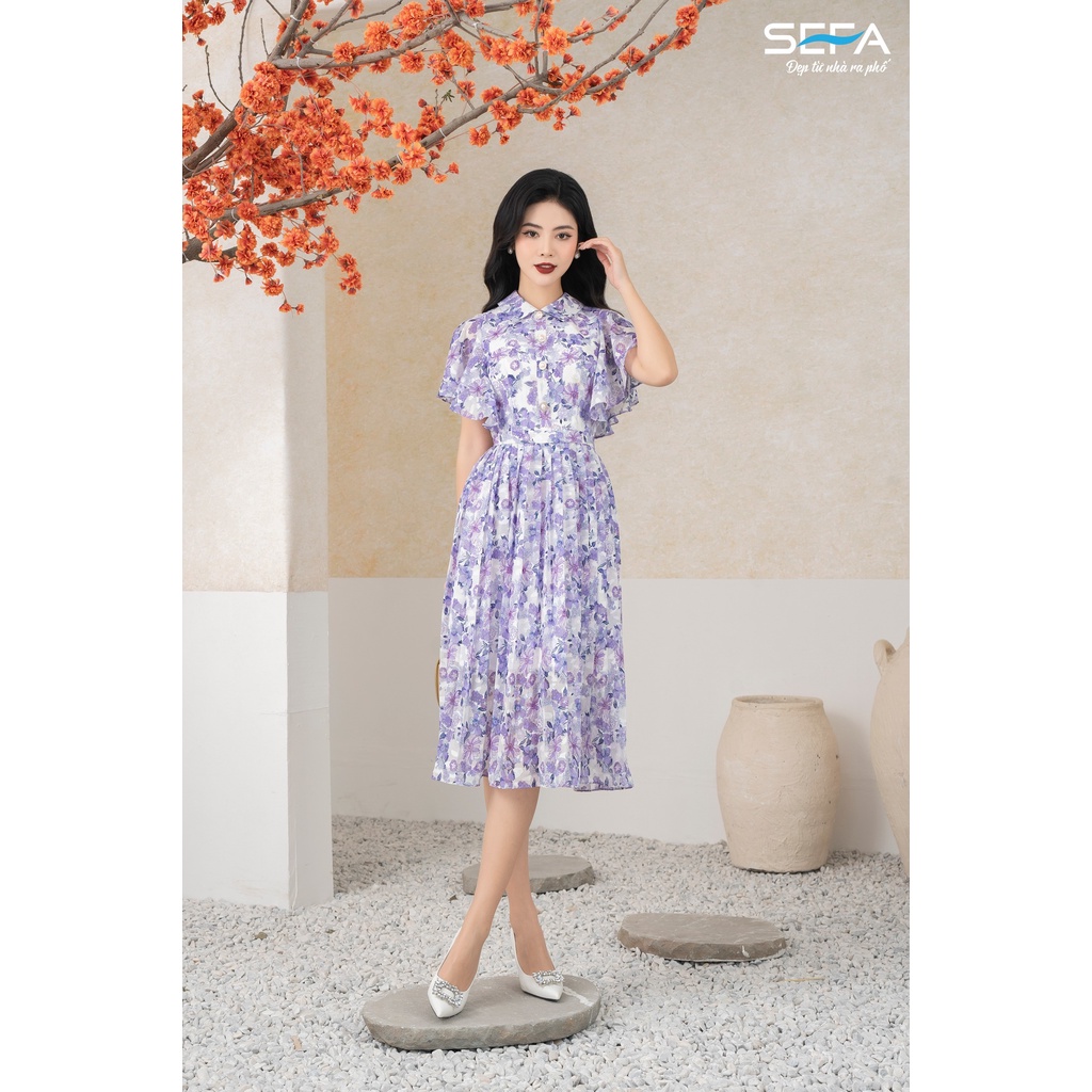Ảnh Đầm hoa cổ đức xếp ly SEFA 200020780 1