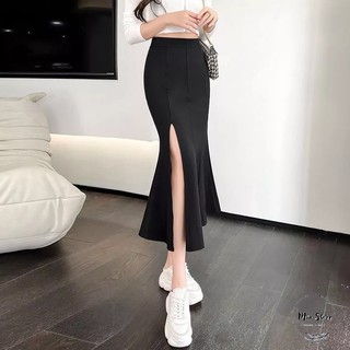Chân váy đuôi cá midi dáng dài xẻ tà, váy đuôi cá xòe tôn dáng phong cách Hàn Quốc co giãn [VIDEO + ẢNH THẬT]