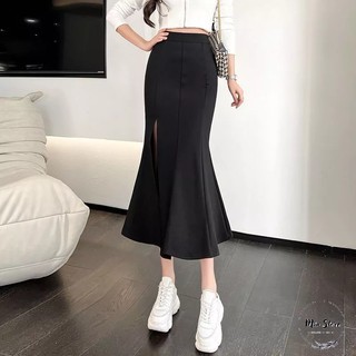 Chân váy đuôi cá midi dáng dài xẻ tà, váy đuôi cá xòe tôn dáng phong cách Hàn Quốc co giãn [VIDEO + ẢNH THẬT]