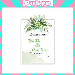 Tem dán chai nước đám cưới mẫu mới nhất 2023 Pukyn